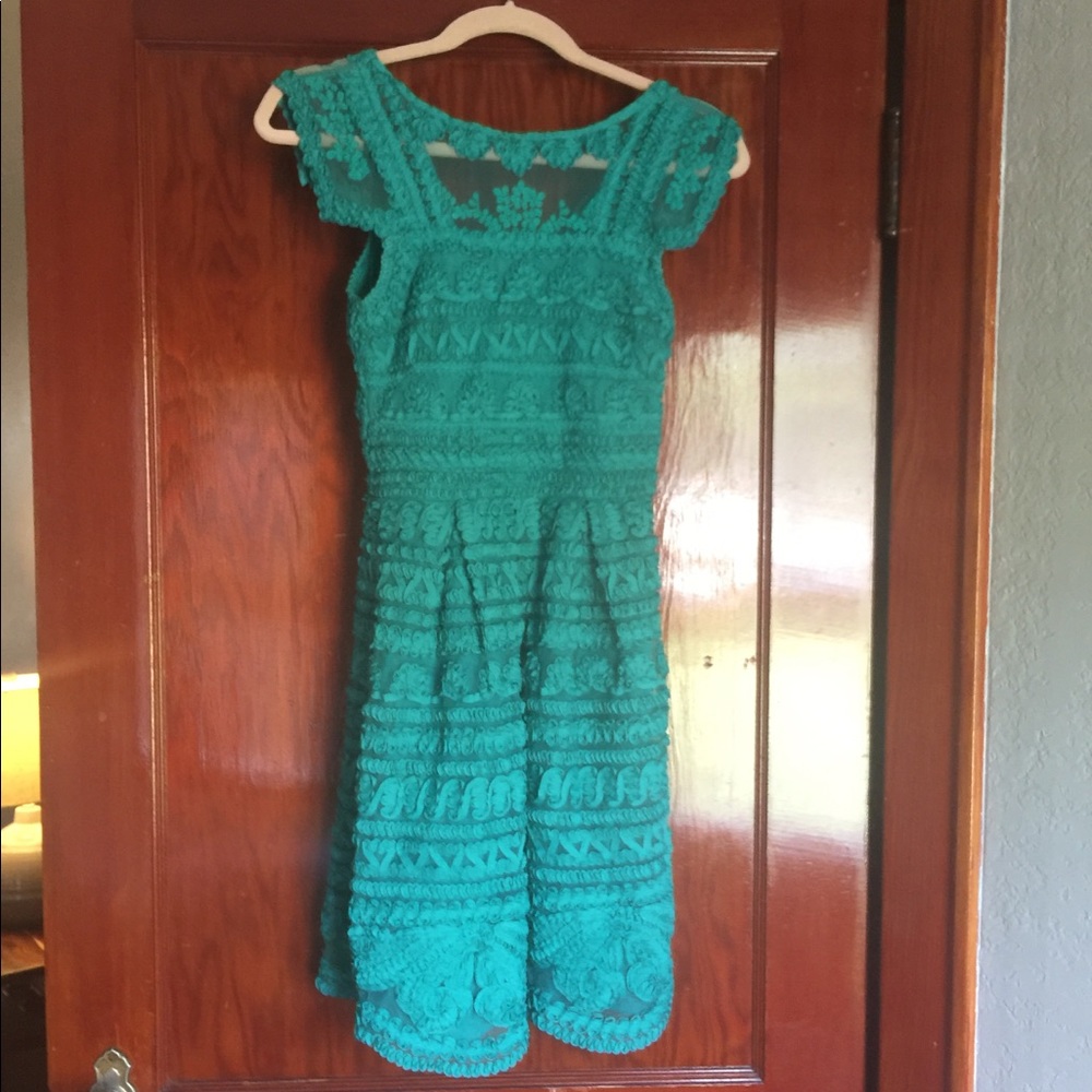 Anthropologie Yoana Baraschi Teal Lace Dress
